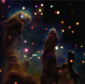 Inside the Eagle nebula, this is the embryo of a star almost identical to our sun. 